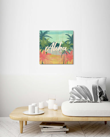 Retro Hawaiian Beach - Wood Print