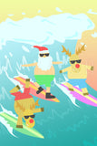 Santa Reindeer Surfing in Tandem