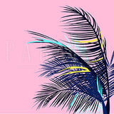 Retro Palm Tree Leaves - Wood Print