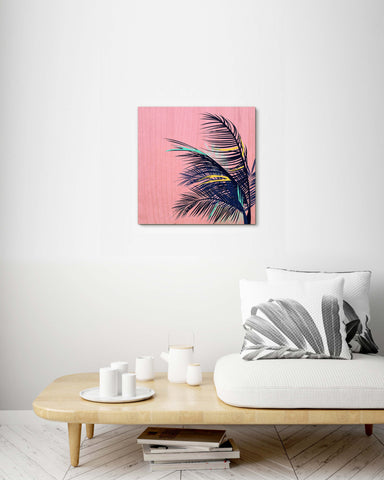 Retro Palm Tree Leaves - Wood Print