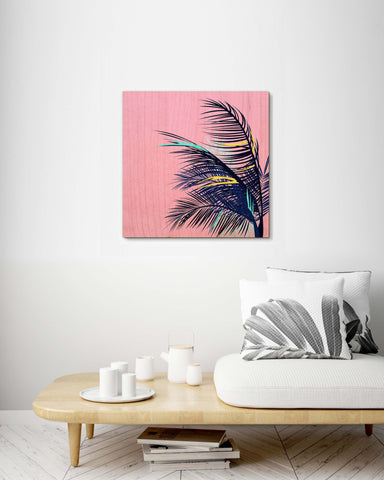 Retro Palm Tree Leaves - Wood Print