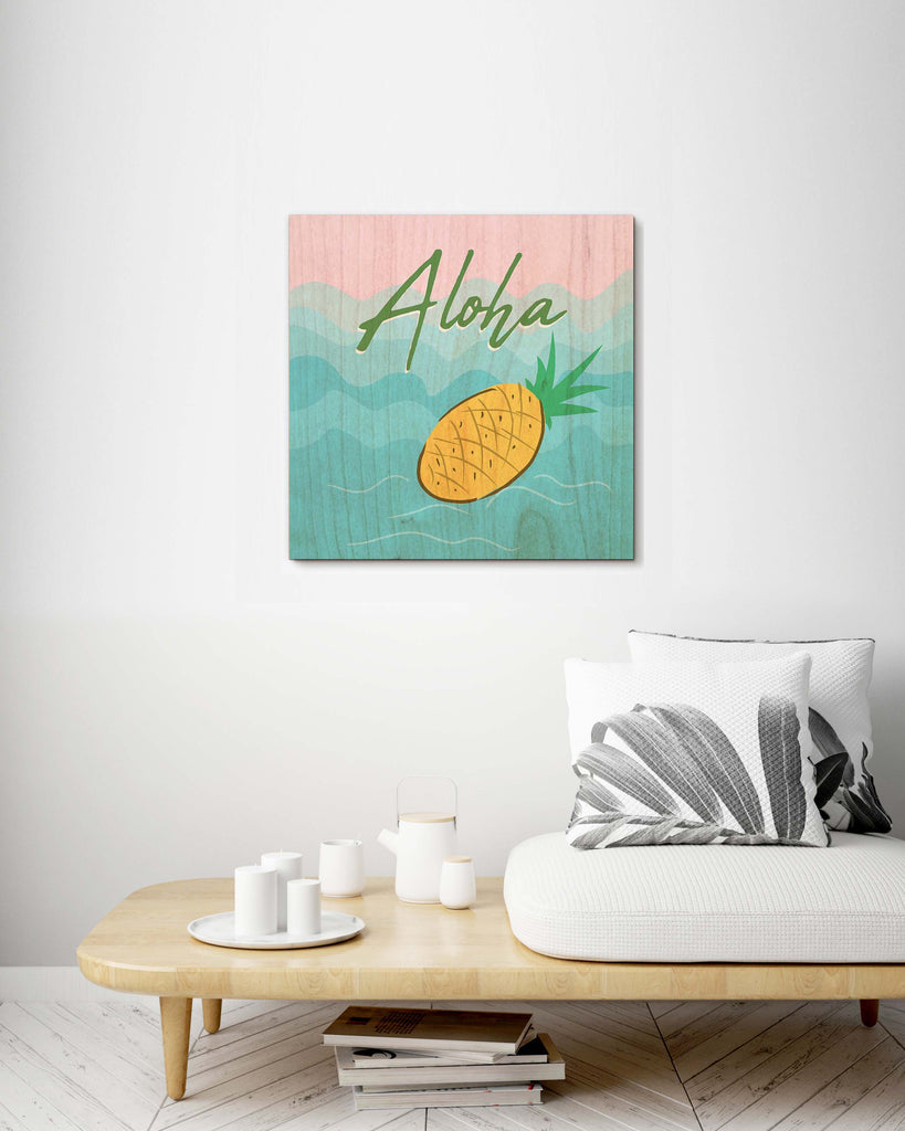 Tropical Fruit Pineapple Hawaiian Theme - Wood Print