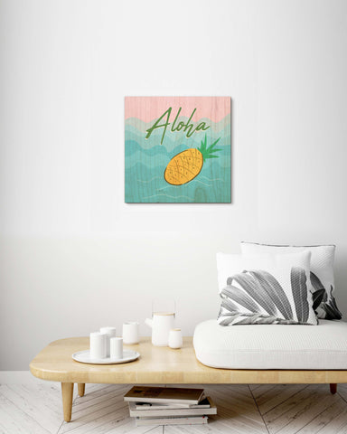 Tropical Fruit Pineapple Hawaiian Theme - Wood Print