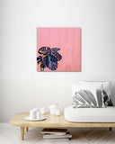Retro Monstera Leaves Pink Background - Wood Print