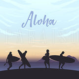 Aloha Surfers Silhouette - Wood Print 7 x 7