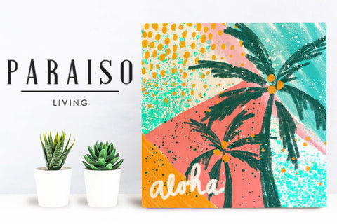 Colorful Aloha Palm Trees - Wood Print