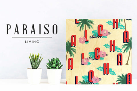 Aloha Vintage Style - Wood Print 7 x 7