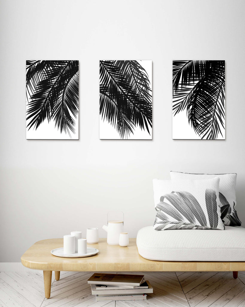 Black Palm Tree Leaves Set of 3