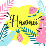 Tropical Fruits And Hawaiian Leaves