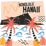 Honolulu Hawaii Retro Style - Wood Print 7 x 7