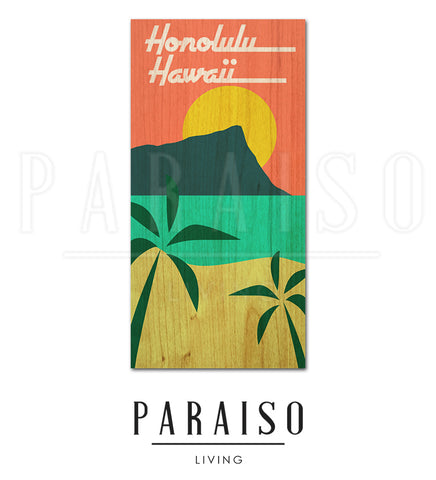 Honolulu Hawaii Diamond Head Retro