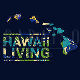 Map of Hawaii Tropical Plants Pattern - Wood Print