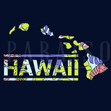 Map of Hawaii Tropical Plants Pattern - Wood Print