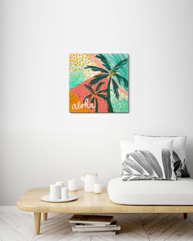 Colorful Aloha Palm Trees - Wood Print