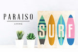 Retro Surfboards - Wood Print 7 x 7