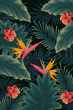 Tropical Vintage Birds of Paradise Leaves