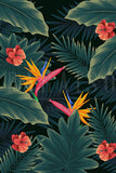 Vintage Tropical Leaves Birds of Paradise set of 3