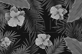 Tropical Vintage Plants Black and White