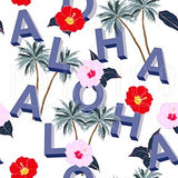 Aloha Palm Tree Flowers - Wood Print